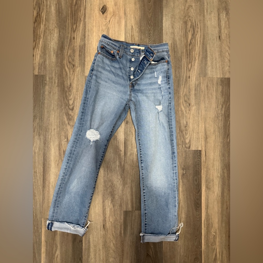 Levi Strauss Cuff Jeans - Wedgie Straight - Levi Wedgie Rips - Vintage Inspired